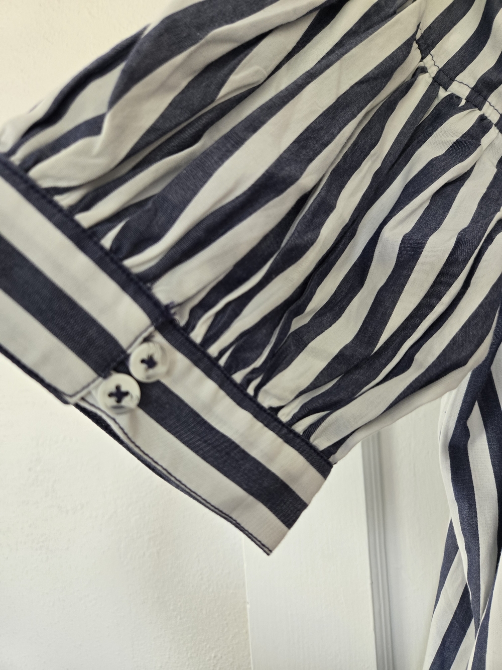 Striped Blue & White Peasant Top - Picture 6 of 12